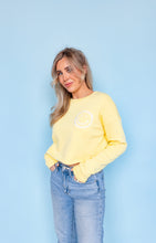 Load image into Gallery viewer, Yellow Cropped Embroidered Smiley Sweatshirt
