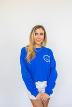 Load image into Gallery viewer, Royal Blue Embroidered Smiley Sweatshirt
